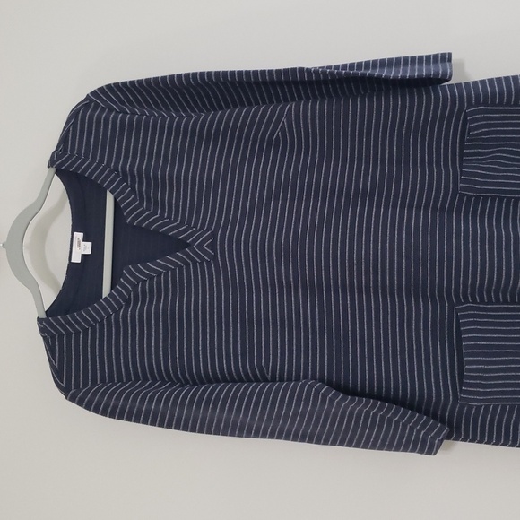 J. Jill Sheath Dress Large Navy Blue Stripe Pockets Work Office Career Corpcore - Picture 8 of 13